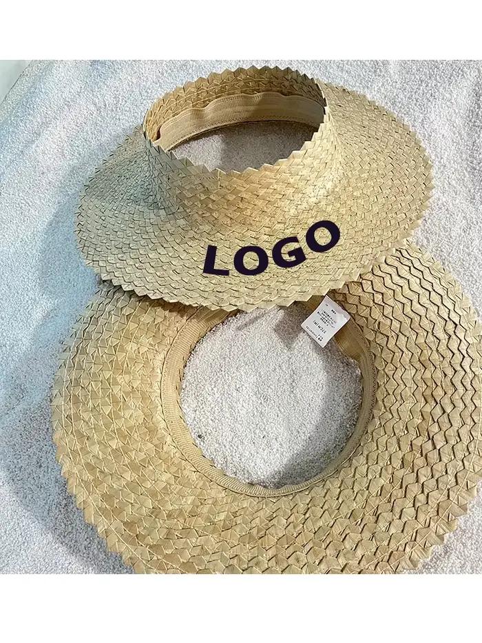 Nouvelle mode chapeau de paille casquette de soleil été plage sans couronne chapeau de soleil en pai