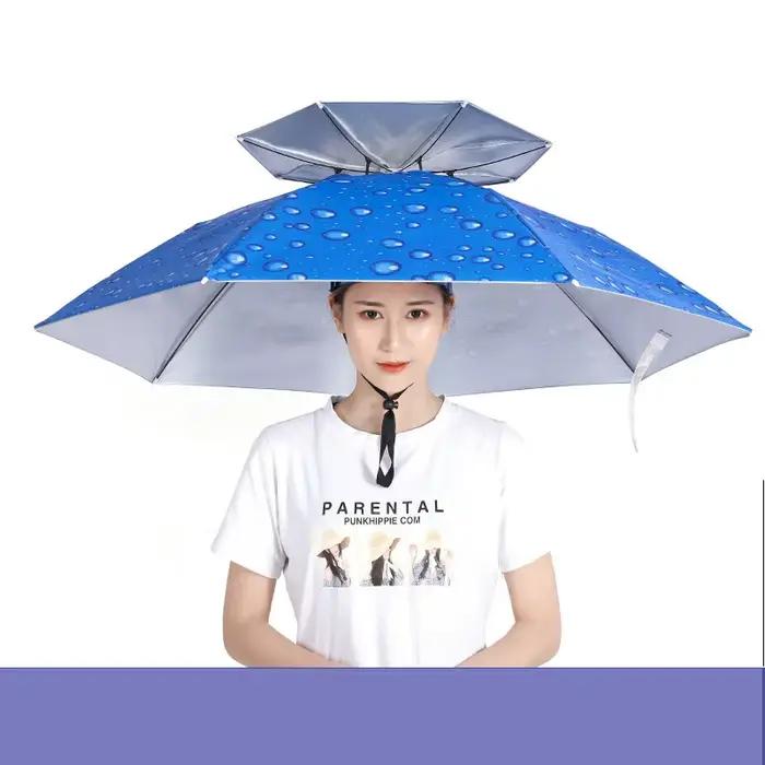 Chapeau parapluie pliable imperméable pour la pluie et le soleil, casquette de pêche, chapeau de pla
