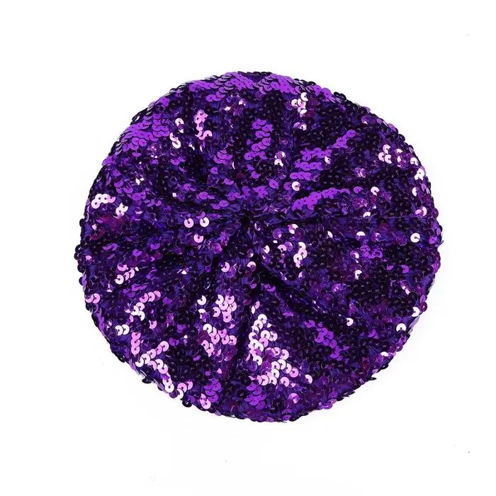 Béret fin à paillettes scintillantes, style rétro nuage, pour têtes généreuses, forme octogonale, te