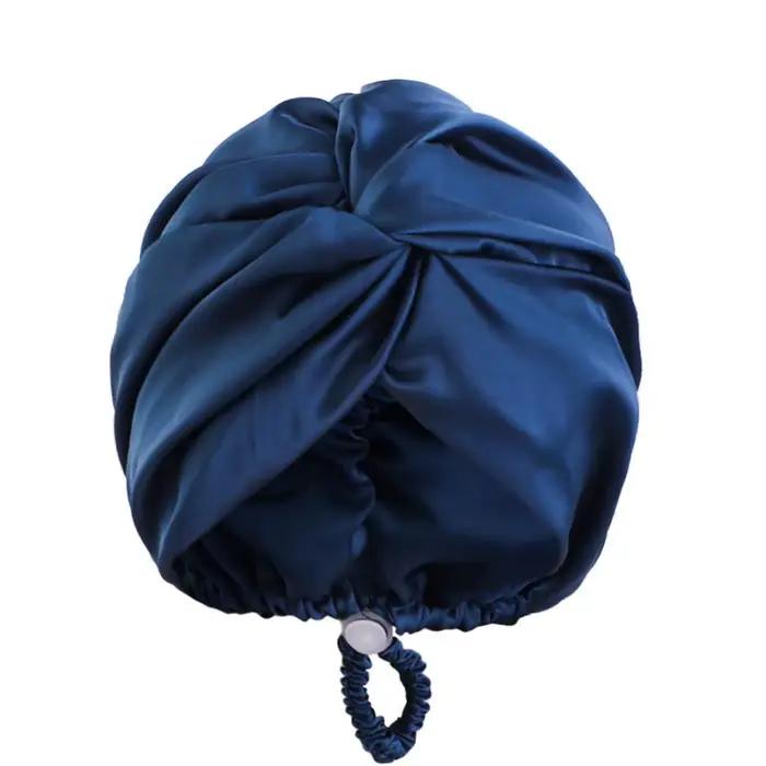 Bonnets Turban en soie Pure pour femmes, Bonnet de couchage en Satin, Double couche torsadée, envelo