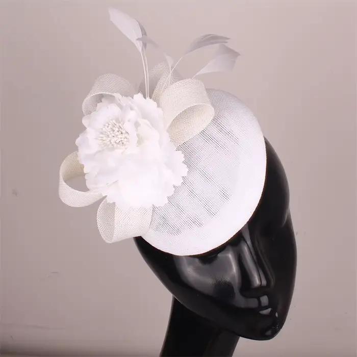 Mode élégante mariée mariage Fascinator Chapeau bandeau fleur chapeaux Chapeau pour les femmes fanta