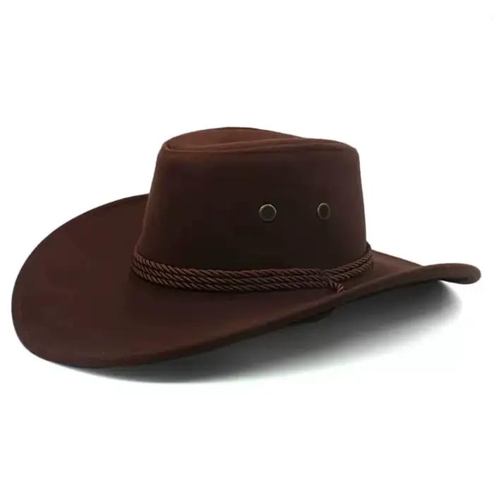 Chapeau de cowboy western à large bord vintage, chapeau de soleil à grand rebord pour festival de mu