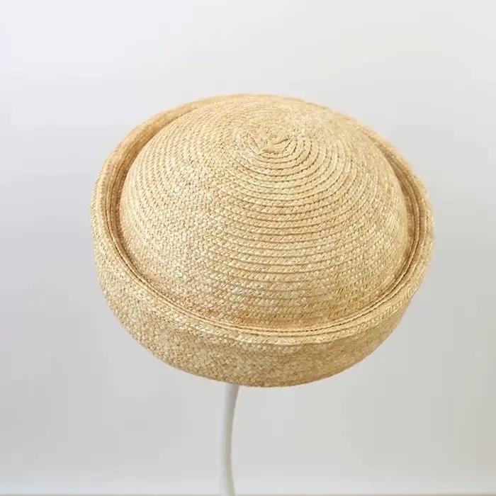 Nouveau Chapeau Docker en Paille de Raphia 100% Crocheté pour Femme, Modèle Été à Calotte Plate, Bor