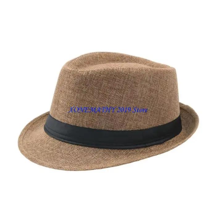 F42F Fedora pour hommes femmes unisexe classique 1920 Gangster Fedora chapeaux avec bandes noires