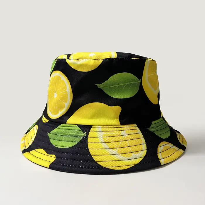 Chapeaux Bob à Motif Citron pour Femmes et Hommes, Chapeaux de Pêcheur Réversibles d'Été pour l'Exté