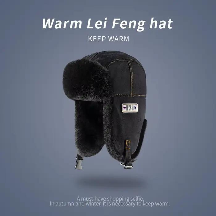 Chapeau de bombardier d'hiver avec cache-oreilles, casquette à visière doublée de fausse fourrure po