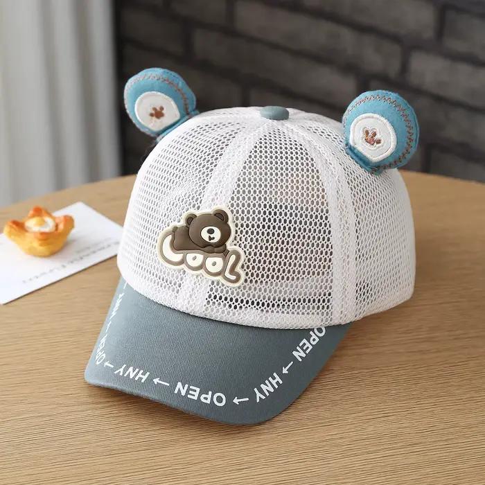 Chapeau pour bébé léger, en forme de ours couché en trois dimensions, avec oreilles et motifs de ren