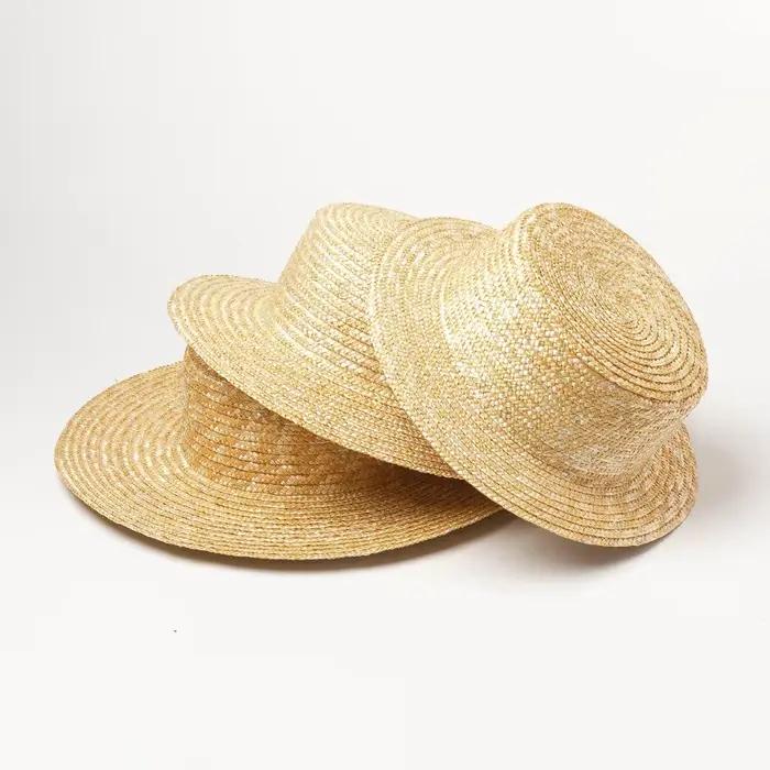 Chapeau de paille solide personnalisé, casquette de canotier, Fedoras d'été, chapeau de soleil de pl