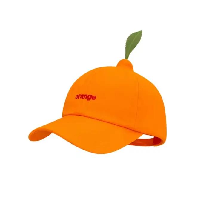 Casquette de baseball en coton orange avec visière, broderie de lettres, protection solaire, style c