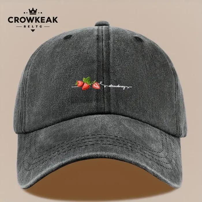 Casquette de baseball à imprimé fraises, 1 pièce, adaptée aux hommes et aux femmes, avec un design v