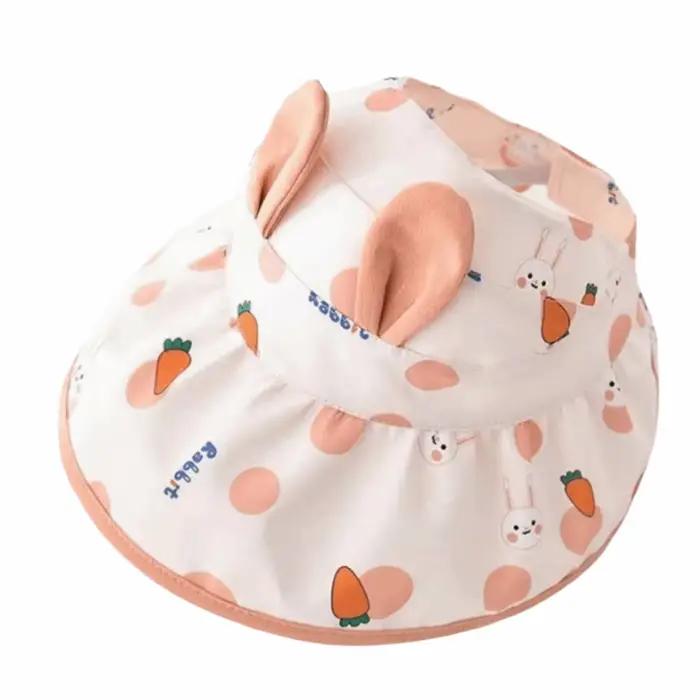 Chapeau de soleil pour enfants avec oreilles de lapin, en polyester, à visière vide, pour tout-petit