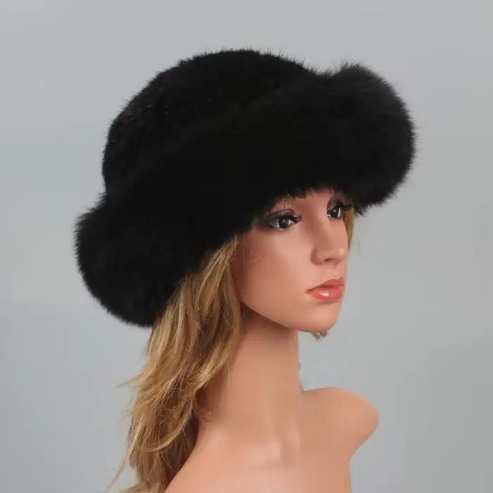 Chapeau d'hiver en fourrure véritable pour femme, bonnets en fourrure de vison naturel, bonnets en f