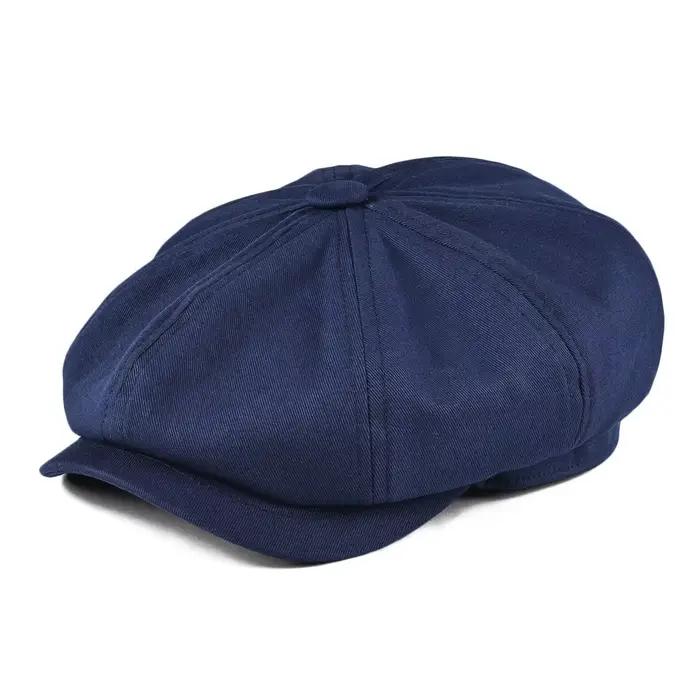 Casquette Gavroche Homme BOTVELA en Coton Sergé 8 Panneaux – Chapeau Plat Style Ivy Cabbie, Casquett