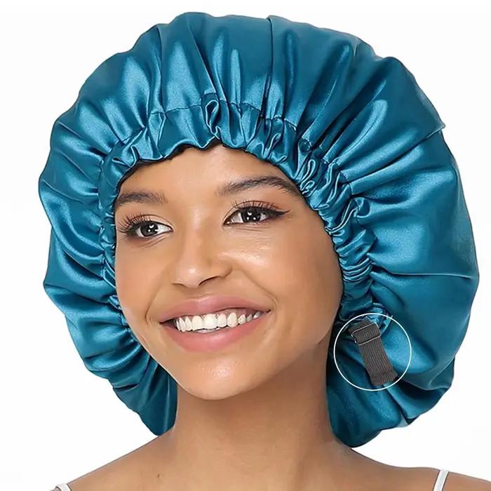 Chapeau en Satin pour dormir avec boucle réglable Invisible Double couche Ding doux confortable soin