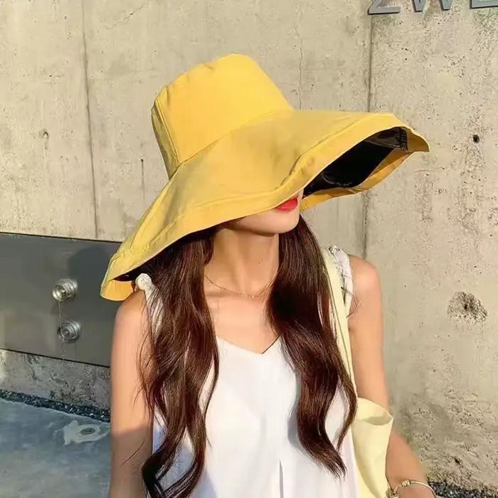 Visière chapeau chapeau de soleil pour femmes plage en plein air grand bord été voyage pêcheur chape
