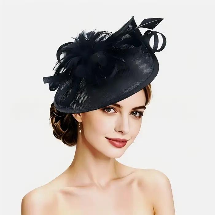 Chapeau bibi vintage pour femme, idéal pour mariages, fêtes, défilés et courses, avec accessoires fl