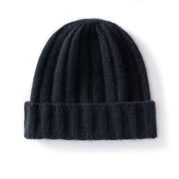 MERRILAMB 100% pur cachemire bonnet chapeau unisexe hiver chapeau côtelé tricoté épaissir chapeaux p