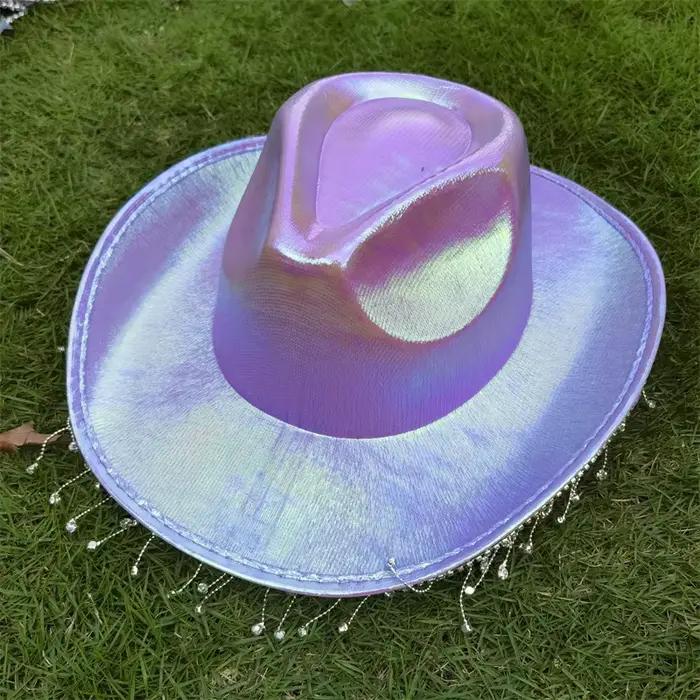 Chapeau de Cowboy Western Cowboy nouveau Design mariage décorer mariée rose blanc rouge femme casque