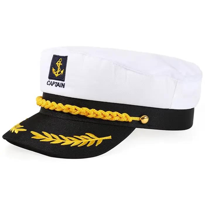 Casquette de capitaine blanche réglable, casquette de marin nautique avec broderie d'ancre, accessoi