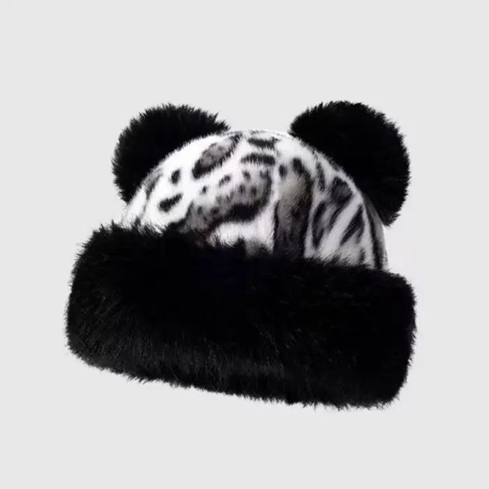 Chapeau de pêcheur chaud avec oreilles d'ours, sans bord, en fausse fourrure de vison, coupe-vent, é