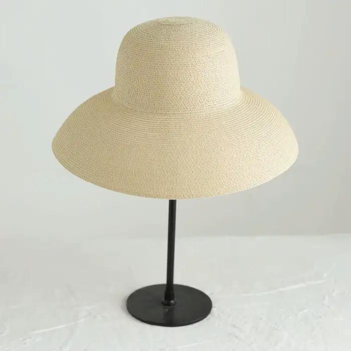 Chapeau de paille bohème tendance, visière en forme de dôme, chapeau tissé léger, style coréen, chap