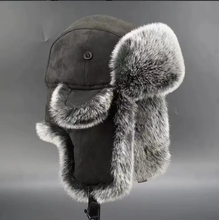 Homme hiver trappeur aviateur trooper oreillette chaud russe imperméable Ski chapeau Bomber casquett
