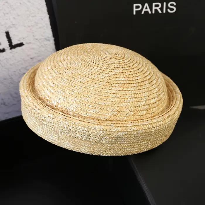 Béret en paille tissé à la main pour femmes, chapeau de soleil naturel, cercle Concave, chapeau de p