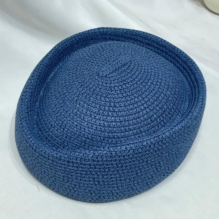 Nouveau chapeau élégant en paille, style beret, fait main, forme goutte d'eau, pour hôtesse de l'air