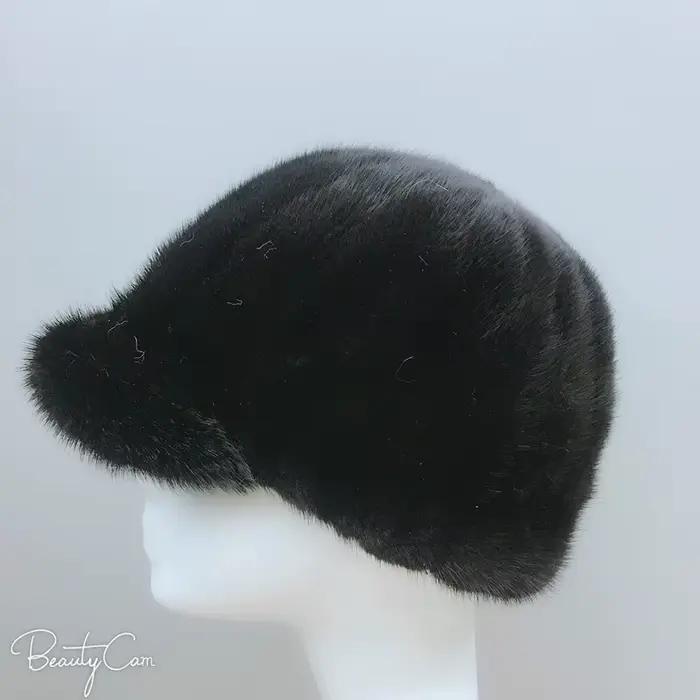 Casquette de Baseball en fourrure de vison véritable pour homme et femme, chapeau plat, gris chaud, 