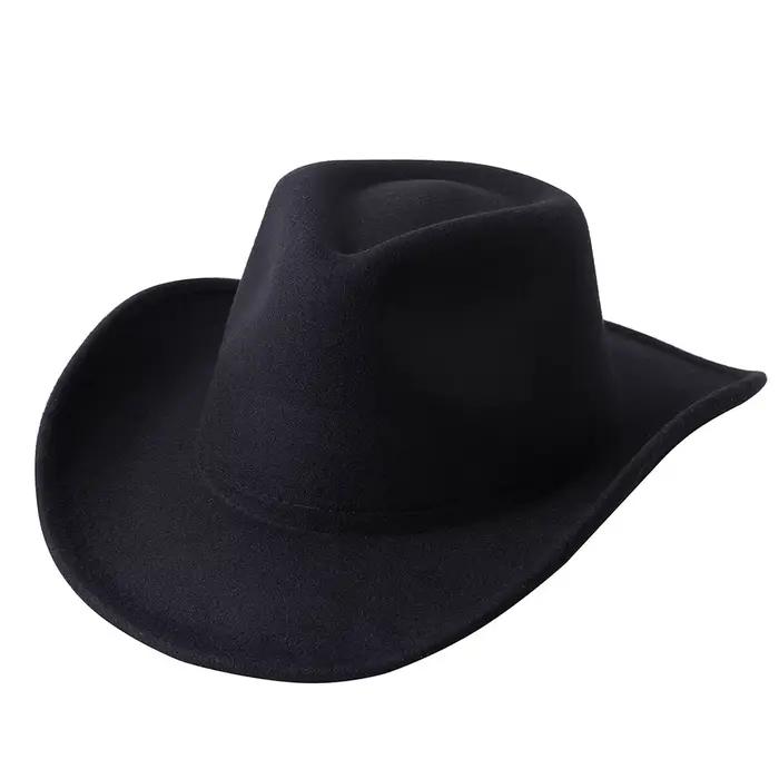 Chapeau de cowboy accessoires de tête de vache chapeau de cowboy chapeau en feutre monochrome hommes