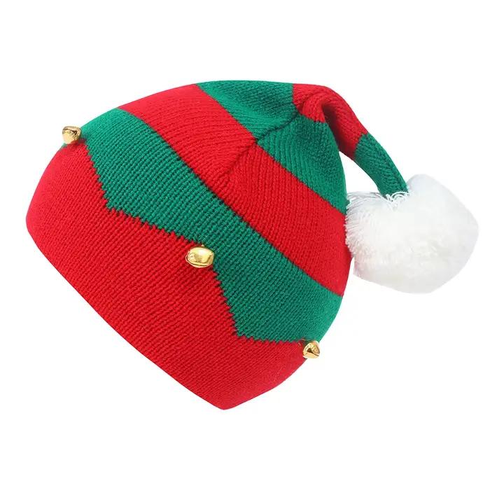 Chapeau de noël tricoté avec cloche, bonnet d'hiver assorti pour Parent et enfant, pour fête de noël