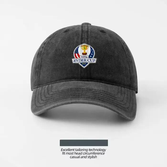 Casquette de baseball en coton lavé avec logo Ryder Cup, design respirant, coupe classique, unisexe,