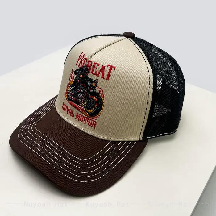 Casquettes de baseball brodées style hip-hop avec lettres de motard, color block, pare-soleil, nouve