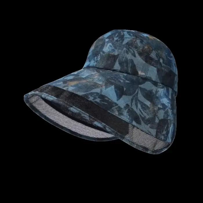 Chapeau de pêcheur anti-UV réglable à visière ouverte en polyester respirant, avec maille en forme d