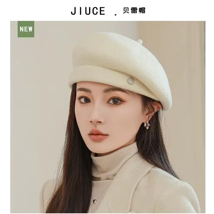 Béret chapeau femmes automne hiver lumière luxe laine mélange montrer visage petit peintre de mode c