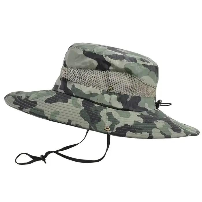 Chapeau seau de Camouflage pour hommes, randonnée en plein air, cyclisme Safari, casquette à visière