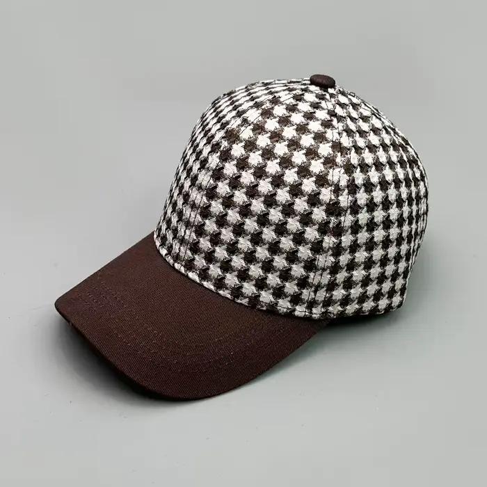 Casquette de Baseball pied-de-poule couleur bloc coton nouveaux hommes femmes crème solaire vérifier