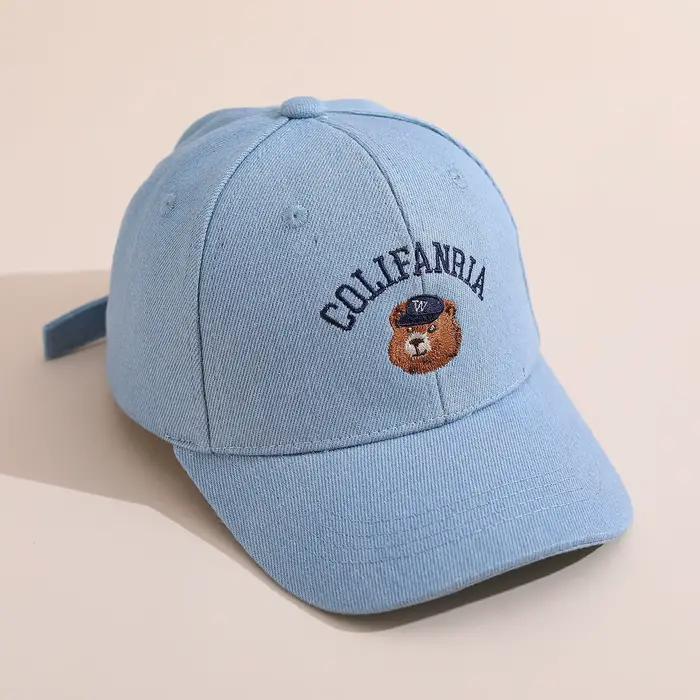 Casquette de baseball pour enfants 52 cm, 2-6 ans, avec broderie d'ours mignon, pour filles et garço
