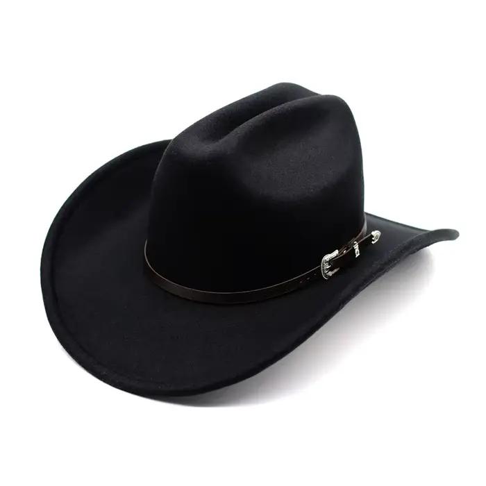 Nouveau chapeau de Cowboy occidental Vintage pour hommes Gentleman dame Jazz Cowgirl avec cuir à lar