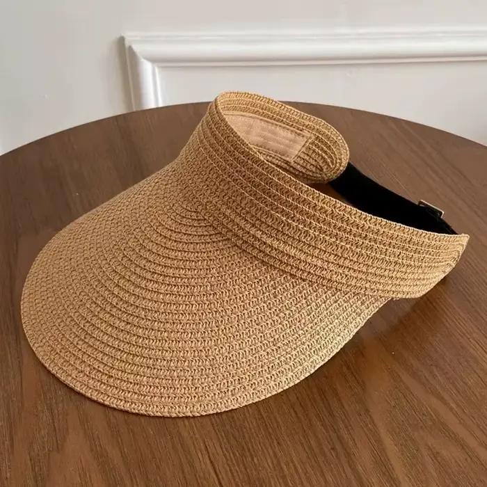 Nouveau Chapeau de Soleil en Paille à Large Bord pour Femme, Respirant, Protection UV, Style Coréen,