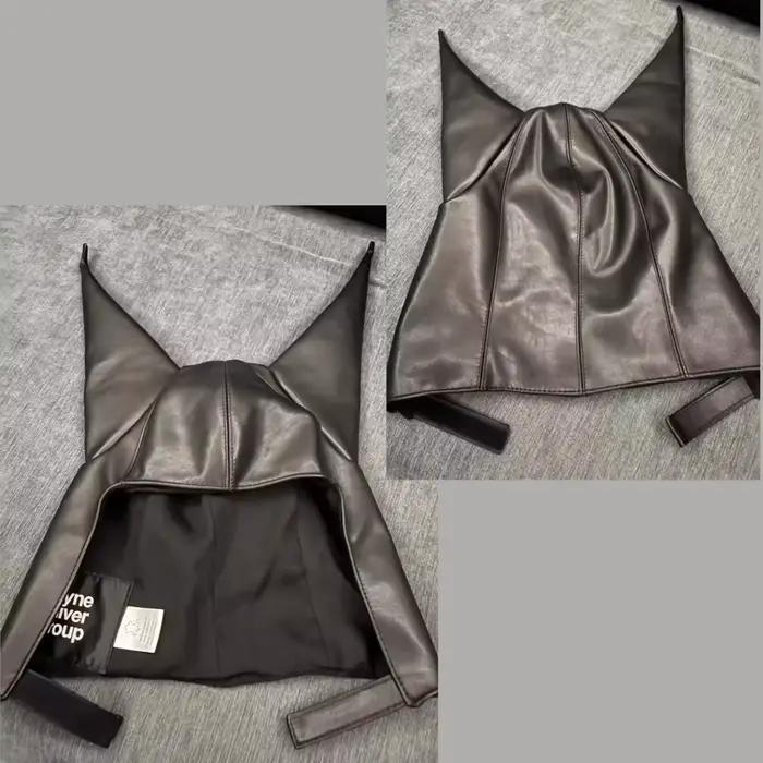 Casquette Hip Hop Y2K à boucle haute diable, chapeau tendance gothique Punk longues oreilles en cuir