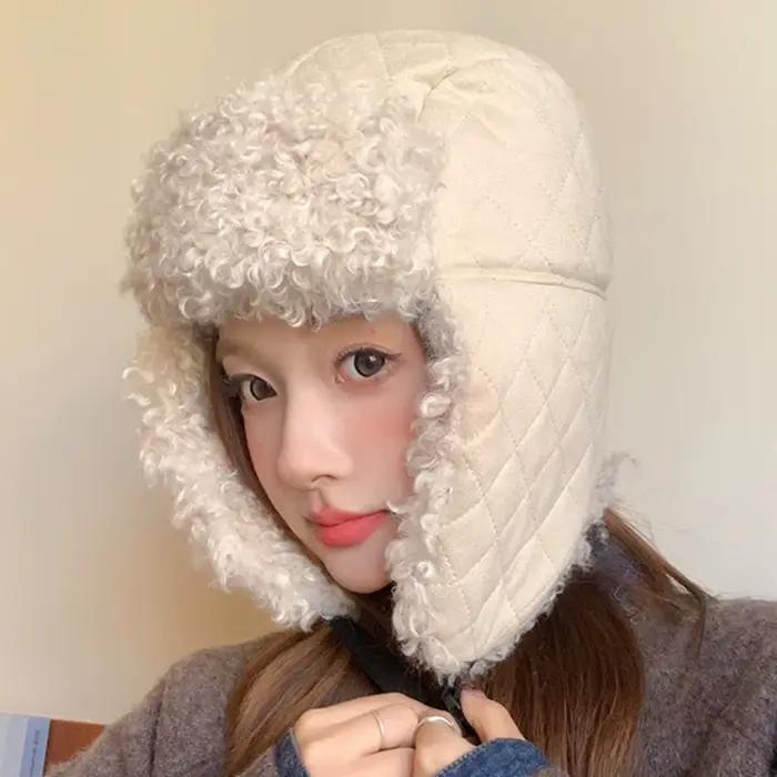 HT4996 chapeau russe épais chaud agneau polaire chapeau d'hiver pour hommes femmes coupe-vent neige 