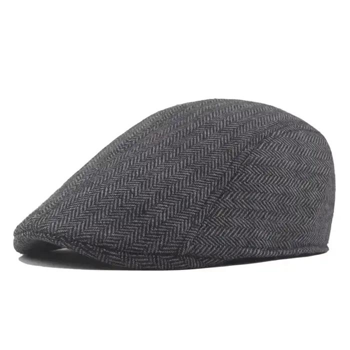 Béret rétro pour hommes, chapeaux britanniques en mélange de laine, Vintage, en Tweed à chevrons, dé
