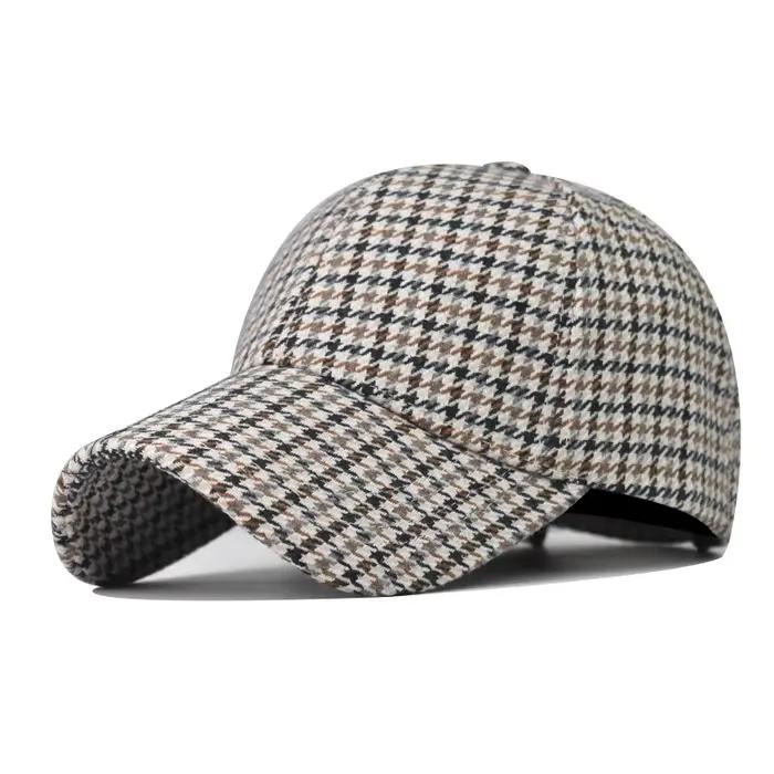 Casquettes de baseball en tissu pied-de-poule marron de la marque FS Luxury pour hommes, casquette e