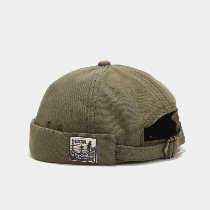 Chapeau dôme sans bords en coton doux pour hommes et femmes, couleur unie, casquette Docker réglable