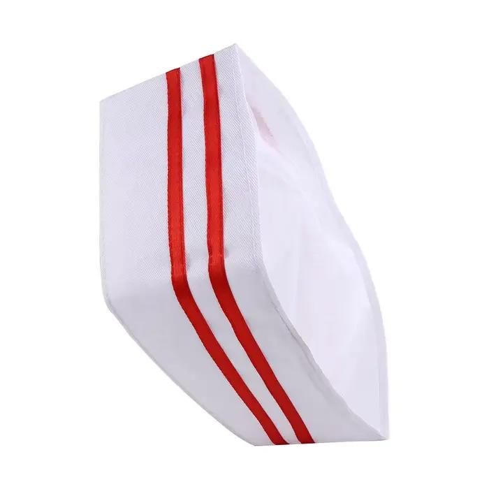 Casquette de cuisine en forme de bateau, chapeau de chef plat, résistant à l'huile, en dacron blanc,