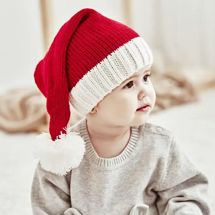 Chapeau de Noël mignon avec pompon pour bébé et adulte, bonnet doux, chapeau de père Noël, cadeau de