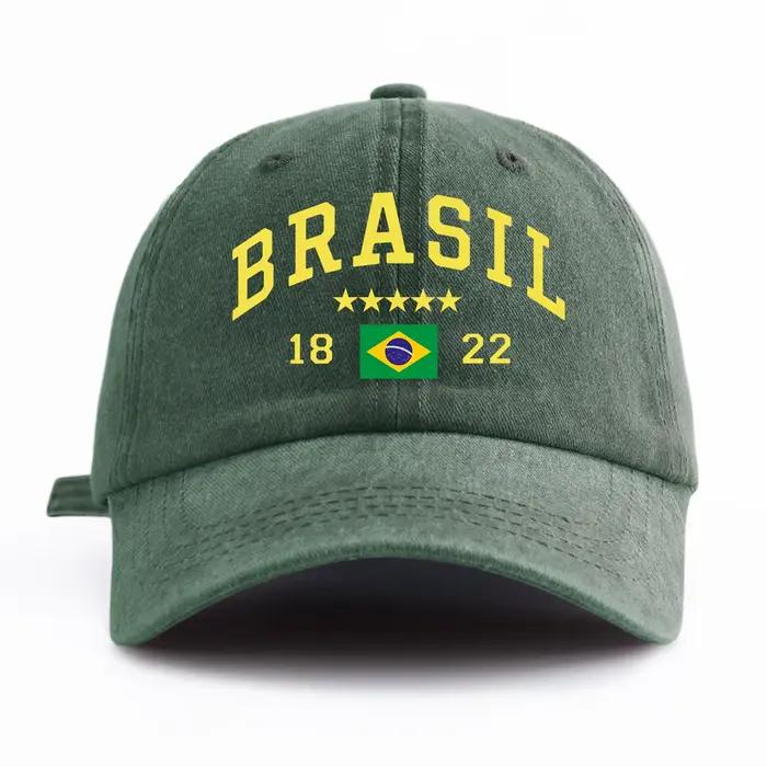 Casquette de Baseball délavée à imprimé BRASIL pour adultes, chapeau de papa réglable et doux, Style