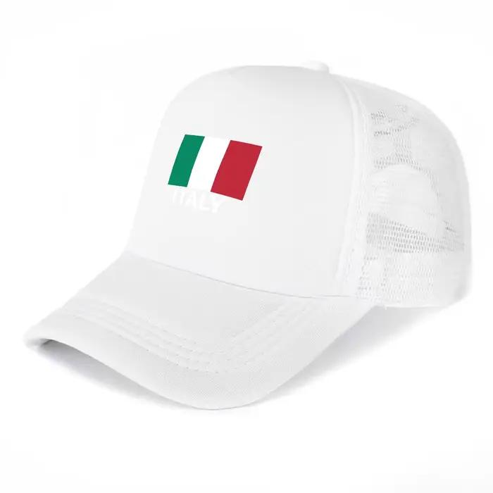 Casquette de camionneur imprimée drapeau italien, casquette de baseball réglable, visière incurvée n