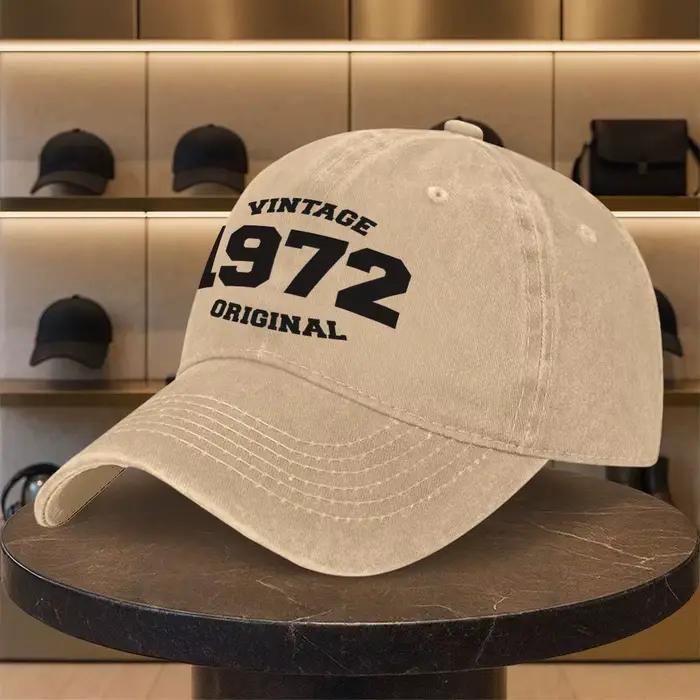Casquette de baseball unisexe délavée à imprimé numérique vintage 1972, style décontracté, premium, 